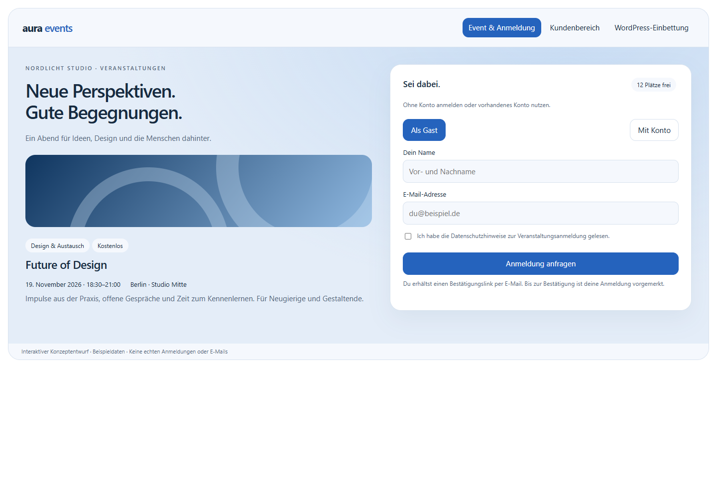 Screenshot der lokalen Ansicht von P263: Eventmanager